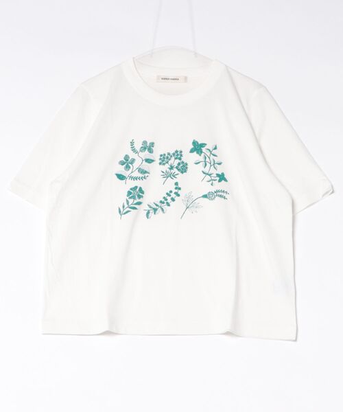 SUPER HAKKA(スーパーハッカ)の「30/-天竺ニードルタッチフラワー発泡プリントTシャツ(Tシャツ/カットソー・レディース・ネイビー/カーキ/オフホワイト・FREE)」の8枚目の写真