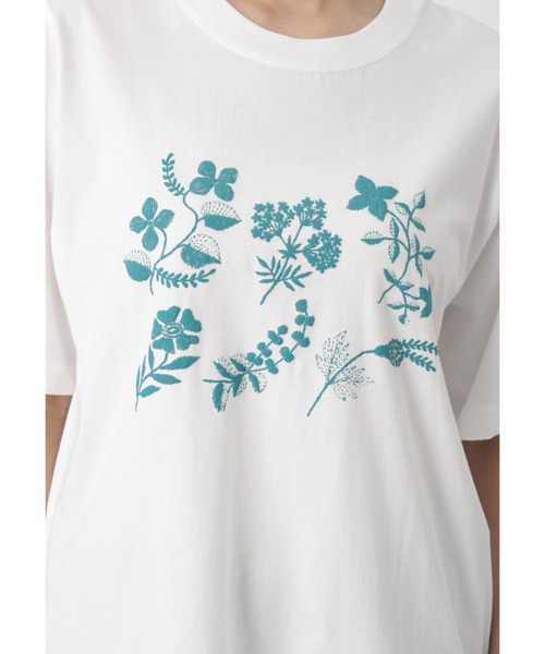 SUPER HAKKA(スーパーハッカ)の「30/-天竺ニードルタッチフラワー発泡プリントTシャツ(Tシャツ/カットソー・レディース・ネイビー/カーキ/オフホワイト・FREE)」の7枚目の写真