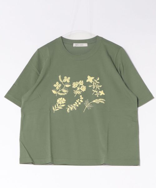SUPER HAKKA(スーパーハッカ)の「30/-天竺ニードルタッチフラワー発泡プリントTシャツ(Tシャツ/カットソー・レディース・ネイビー/カーキ/オフホワイト・FREE)」の6枚目の写真