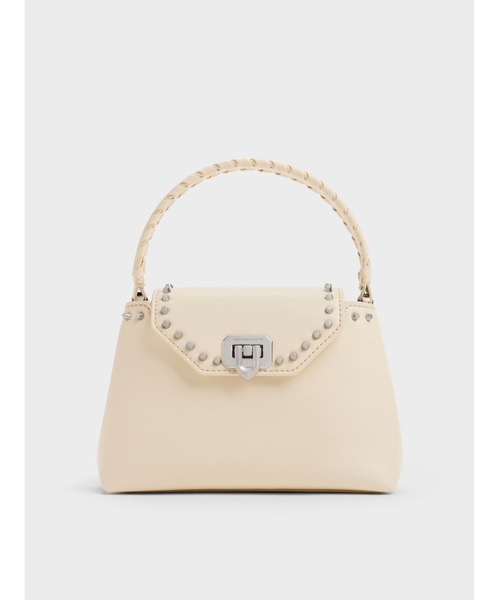 CHARLES & KEITH(チャールズ & キース)の「Arwen アルウェン スタッズ トップハンドルバッグ(ハンドバッグ・レディース・レッド/スミクロ/ベージュ・S)」の1枚目の写真