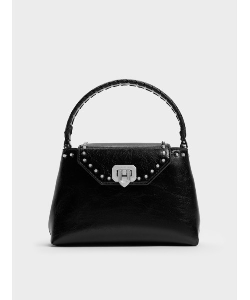 CHARLES & KEITH(チャールズ & キース)の「Arwen アルウェン スタッズ トップハンドルバッグ(ハンドバッグ・レディース・レッド/スミクロ/ベージュ・S)」の2枚目の写真