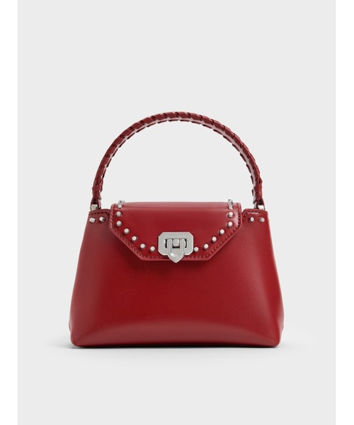CHARLES & KEITH(チャールズ & キース)の「Arwen アルウェン スタッズ トップハンドルバッグ(ハンドバッグ・レディース・レッド/スミクロ/ベージュ・S)」の19枚目の写真