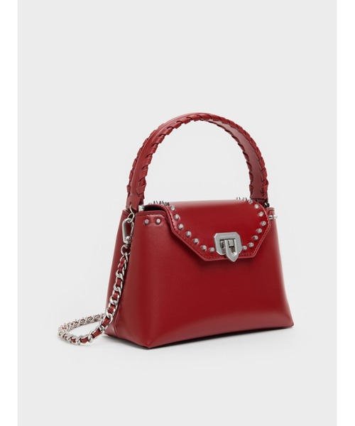 CHARLES & KEITH(チャールズ & キース)の「Arwen アルウェン スタッズ トップハンドルバッグ(ハンドバッグ・レディース・レッド/スミクロ/ベージュ・S)」の20枚目の写真
