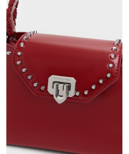 CHARLES & KEITH(チャールズ & キース)の「Arwen アルウェン スタッズ トップハンドルバッグ(ハンドバッグ・レディース・レッド/スミクロ/ベージュ・S)」の7枚目の写真