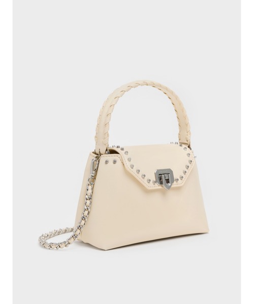 CHARLES & KEITH(チャールズ & キース)の「Arwen アルウェン スタッズ トップハンドルバッグ(ハンドバッグ・レディース・レッド/スミクロ/ベージュ・S)」の8枚目の写真