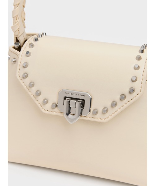 CHARLES & KEITH(チャールズ & キース)の「Arwen アルウェン スタッズ トップハンドルバッグ(ハンドバッグ・レディース・レッド/スミクロ/ベージュ・S)」の10枚目の写真