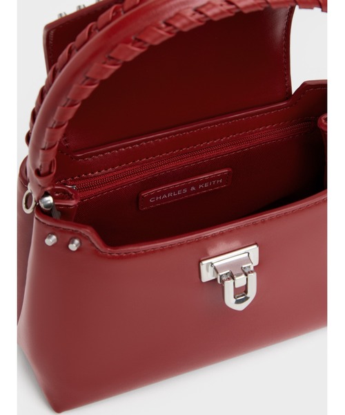 CHARLES & KEITH(チャールズ & キース)の「Arwen アルウェン スタッズ トップハンドルバッグ(ハンドバッグ・レディース・レッド/スミクロ/ベージュ・S)」の12枚目の写真