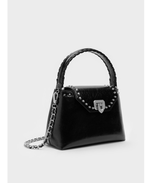 CHARLES & KEITH(チャールズ & キース)の「Arwen アルウェン スタッズ トップハンドルバッグ(ハンドバッグ・レディース・レッド/スミクロ/ベージュ・S)」の13枚目の写真