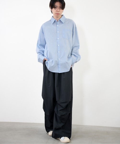 bashful base Oriental(バッシュフルベースオリエンタル)の「【bbO】タックコクーンナイロンパンツ(その他パンツ・メンズ・ブラウン/オフホワイト/ブラック・LARGE/SMALL/MEDIUM)」の1枚目の写真