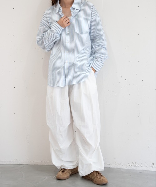 bashful base Oriental(バッシュフルベースオリエンタル)の「【bbO】タックコクーンナイロンパンツ(その他パンツ・メンズ・ブラウン/オフホワイト/ブラック・LARGE/SMALL/MEDIUM)」の11枚目の写真