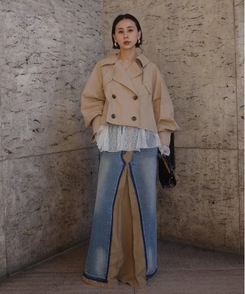Ameri（アメリ）の「REMAKE DENIM CHINO SKIRT（スカート・レディース・ブルー/ブラック・24inch/26inch/25inch）」の3枚目の写真