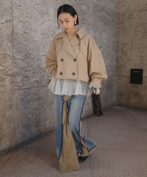 Ameri（アメリ）の「REMAKE DENIM CHINO SKIRT（スカート・レディース・ブルー/ブラック・24inch/26inch/25inch）」の6枚目の写真