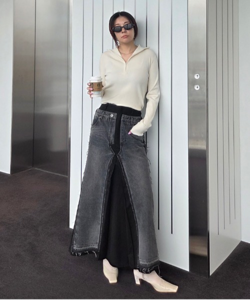 Ameri（アメリ）の「REMAKE DENIM CHINO SKIRT（スカート・レディース・ブルー/ブラック・24inch/26inch/25inch）」の15枚目の写真