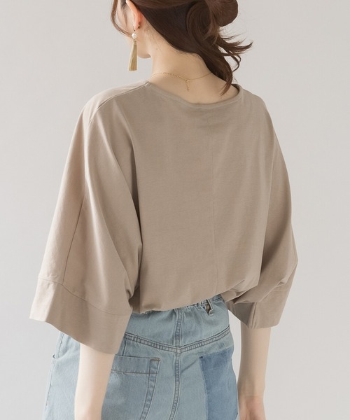 itto...(イット)の「綿100%ボートネック7分袖ドルマンカットソー(Tシャツ/カットソー・レディース・オフホワイト/ブラック/グレイッシュベージュ/チャコールグレー・LL~3L/4L~5L/M~L)」の6枚目の写真