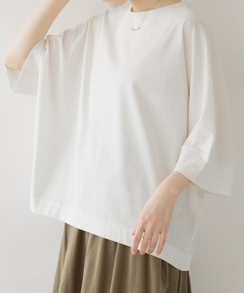itto...(イット)の「綿100%ボートネック7分袖ドルマンカットソー(Tシャツ/カットソー・レディース・オフホワイト/ブラック/グレイッシュベージュ/チャコールグレー・LL~3L/4L~5L/M~L)」の16枚目の写真