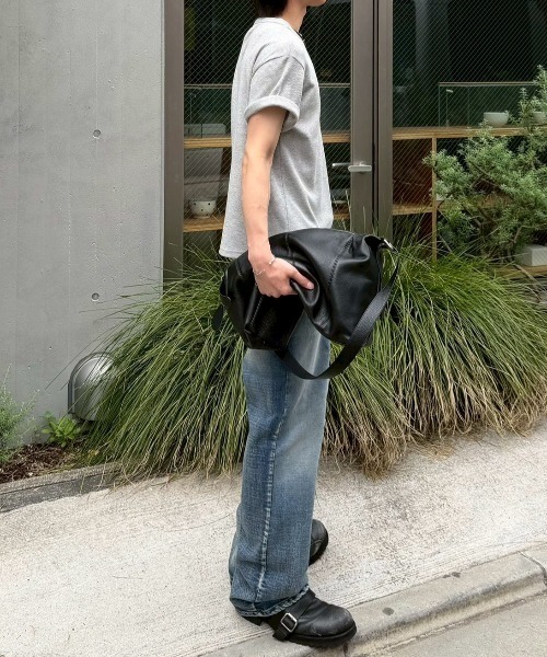 Chikashitsu +(チカシツプラス)の「【Chikashitsu +】waffle cropped half sleeve tee (4color) / 【チカシツプラス】ワッフルクロップド半袖Tシャツ<着用動画あり>(Tシャツ/カットソー・メンズ・グレー/ホワイト/チャコール/ブラック・L/M)」の11枚目の写真