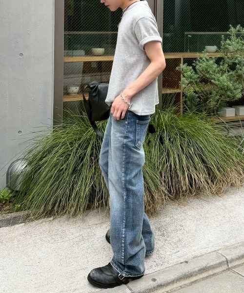 Chikashitsu +(チカシツプラス)の「【Chikashitsu +】waffle cropped half sleeve tee (4color) / 【チカシツプラス】ワッフルクロップド半袖Tシャツ<着用動画あり>(Tシャツ/カットソー・メンズ・グレー/ホワイト/チャコール/ブラック・L/M)」の10枚目の写真