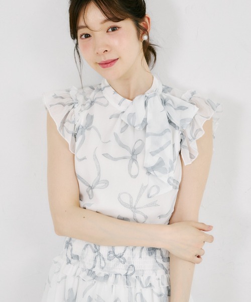 Rivon Print chiffon frill blouse — шифоновая блуза с воланами
