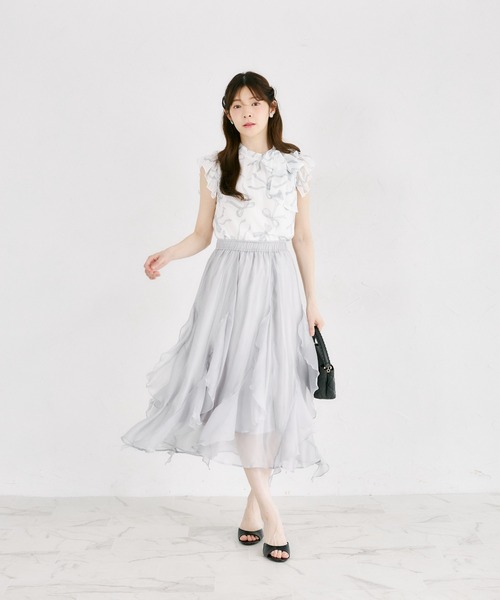 tocco closet(トッコ クローゼット)の「リボンプリントシフォンフリルブラウス(シャツ/ブラウス・レディース・ブラック/ピンク・M)」の11枚目の写真