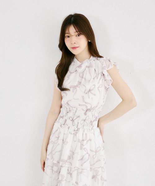 tocco closet(トッコ クローゼット)の「リボンプリントシフォンフリルブラウス(シャツ/ブラウス・レディース・ブラック/ピンク・M)」の20枚目の写真