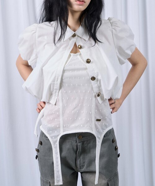 Six M(シックスエム)の「【SixM】 NOBLE BALLOON SHIRTS(シャツ/ブラウス・レディース・オフホワイト/ダークブラウン/ブラック・FREE)」の5枚目の写真