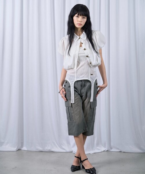 Six M(シックスエム)の「【SixM】 NOBLE BALLOON SHIRTS(シャツ/ブラウス・レディース・オフホワイト/ダークブラウン/ブラック・FREE)」の7枚目の写真