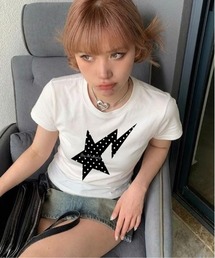 Y2K スター グラフィック タイトTシャツ 半袖コンパクトT