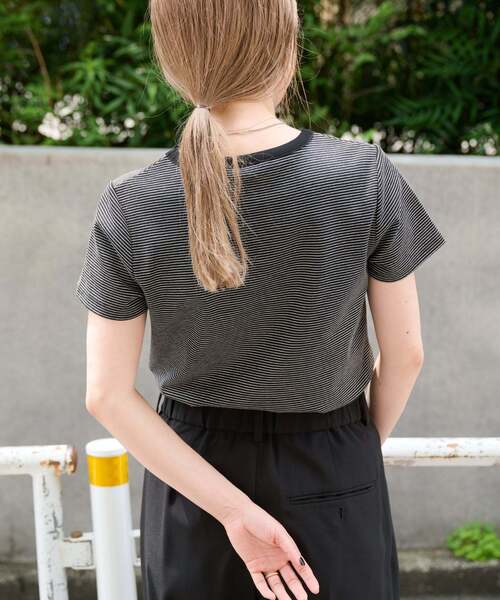 OUTDOOR PRODUCTS(アウトドアプロダクツ)の「リンガーボーダーTEE セットアップ対応(Tシャツ/カットソー・レディース・ネイビー/グレー/ブラック/イエロー・FREE)」の8枚目の写真