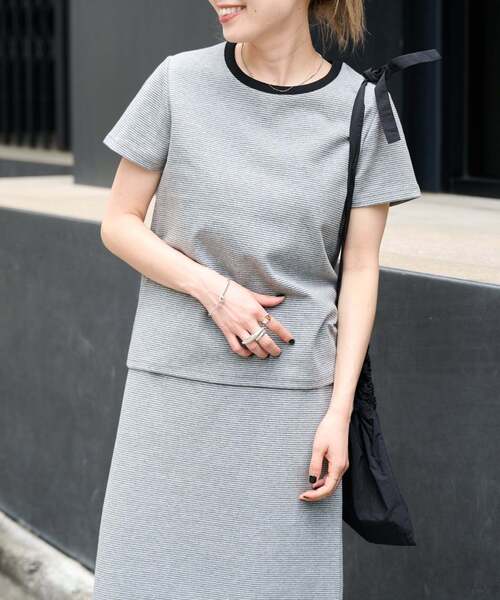 OUTDOOR PRODUCTS(アウトドアプロダクツ)の「リンガーボーダーTEE セットアップ対応(Tシャツ/カットソー・レディース・ネイビー/グレー/ブラック/イエロー・FREE)」の19枚目の写真