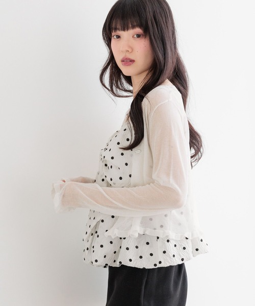 Heather(ヘザー)の「アソートフリルレースカーディガン 1046922(カーディガン/ボレロ・レディース・ピンク/ブラウン/オフホワイト/ドット・FREE)」の7枚目の写真
