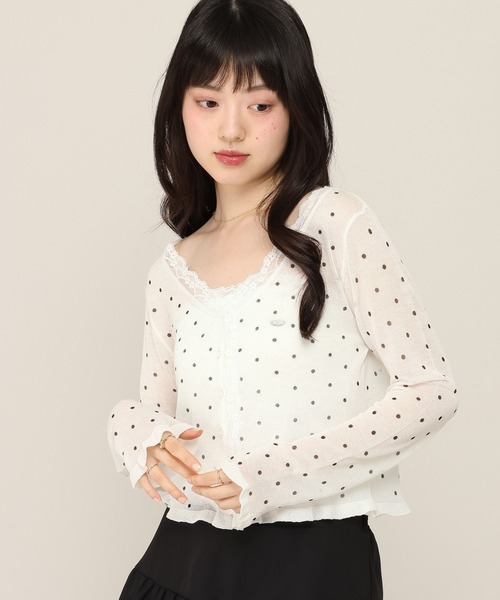 Heather(ヘザー)の「アソートフリルレースカーディガン 1046922(カーディガン/ボレロ・レディース・ピンク/ブラウン/オフホワイト/ドット・FREE)」の20枚目の写真