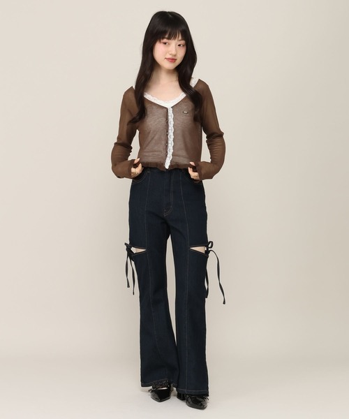 Heather(ヘザー)の「アソートフリルレースカーディガン 1046922(カーディガン/ボレロ・レディース・ピンク/ブラウン/オフホワイト/ドット・FREE)」の21枚目の写真