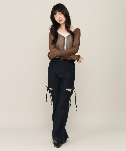 Heather(ヘザー)の「アソートフリルレースカーディガン 1046922(カーディガン/ボレロ・レディース・ピンク/ブラウン/オフホワイト/ドット・FREE)」の22枚目の写真