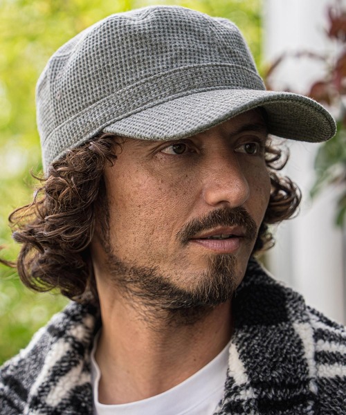 CAMBIO(カンビオ)の「mko13734-Waffle Knit Miner Cap ワークキャップ(NF-262-BO007)(キャップ・メンズ・ダークグレー/ネイビー/ブラック・M/L)」の2枚目の写真