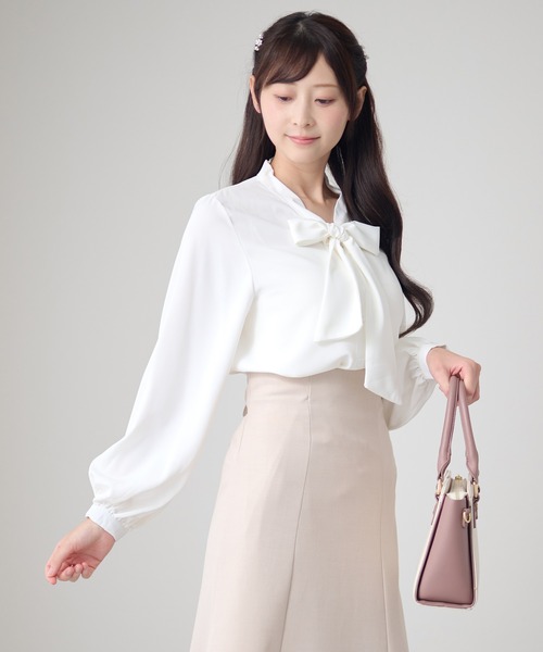 Lace Ladies(レースレディース)の「ボウタイ リボン 長袖 ボリュームスリーブ ブラウス(シャツ/ブラウス・レディース・ホワイト/ブラック/ブルーグレー/ベージュ/ネイビー・XL/M)」の15枚目の写真