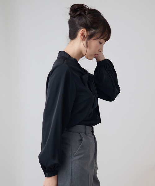 Lace Ladies(レースレディース)の「ボウタイ リボン 長袖 ボリュームスリーブ ブラウス(シャツ/ブラウス・レディース・ホワイト/ブラック/ブルーグレー/ベージュ/ネイビー・XL/M)」の11枚目の写真