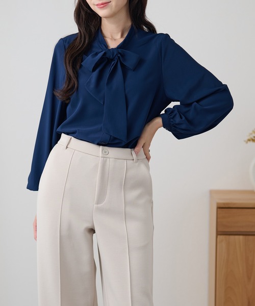 Lace Ladies(レースレディース)の「ボウタイ リボン 長袖 ボリュームスリーブ ブラウス(シャツ/ブラウス・レディース・ホワイト/ブラック/ブルーグレー/ベージュ/ネイビー・XL/M)」の6枚目の写真