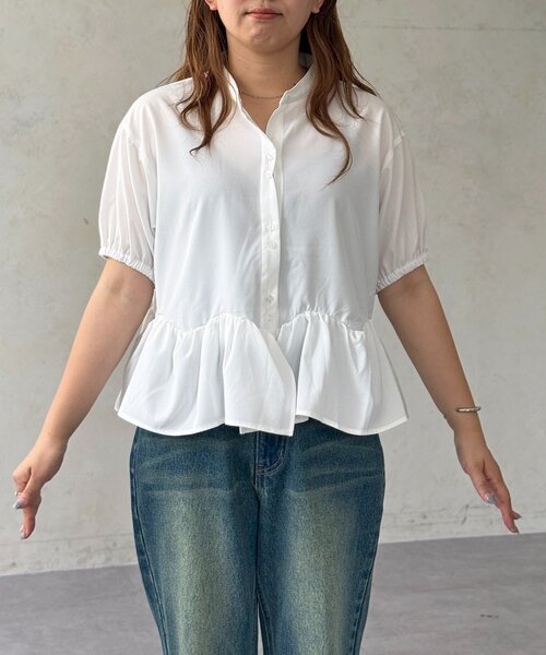 CPCM(シーピーシーエム)の「裾フリルバンドカラーシャツ(シャツ/ブラウス・レディース・ブラウン/ブルー系その他/イエロー/ホワイト・FREE)」の5枚目の写真