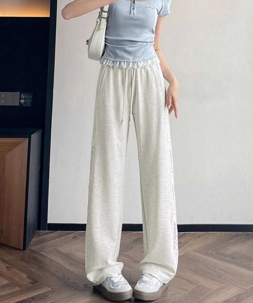 Miniministore（ミニミニストア）の「サイドシアーレーススウェットパンツ韓国風（スウェットパンツ・レディース・グレー/ライトグレー・M/L）」の6枚目の写真