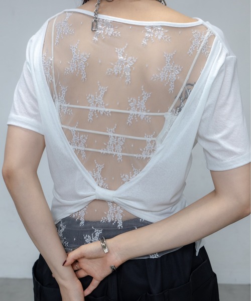 2WAY Back Lace Top/バックレース2wayトップス（Tシャツ/カットソー