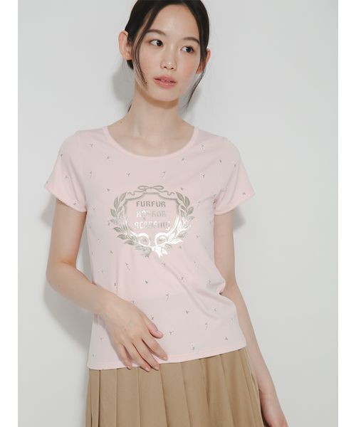 FURFUR(ファーファー)の「HORROR ACADEMYフラワープリントTシャツ(Tシャツ/カットソー・レディース・ブラック/ピンク/ホワイト/ライトブルー・F)」の4枚目の写真