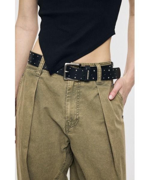 MOUSSY(マウジー)の「DOUBLE STUDS LEATHER ベルト(ベルト・レディース・ブラック/ブラウン・FREE)」の14枚目の写真