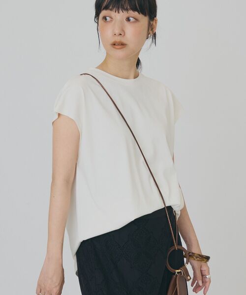 AMERICAN HOLIC（アメリカンホリック）の「【接触冷感・近赤外線カット・UVカット】フレンチスリーブプルオーバー（Tシャツ/カットソー・レディース・ブラウン/オレンジ/アイボリー/ダークネイビー・M/L）」の7枚目の写真