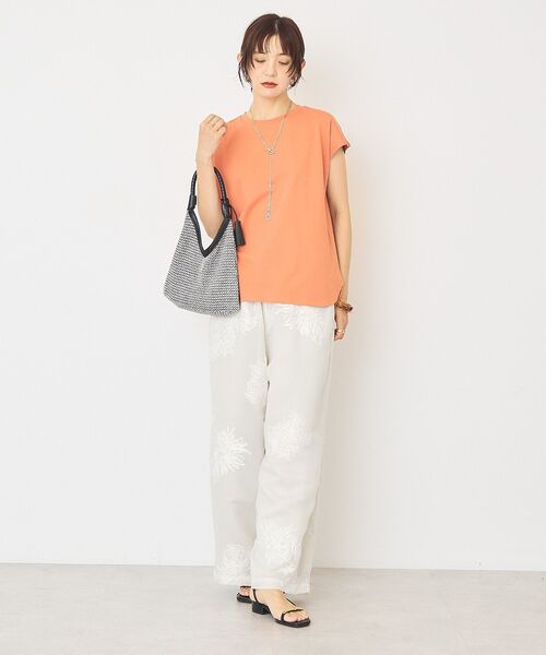 AMERICAN HOLIC（アメリカンホリック）の「【接触冷感・近赤外線カット・UVカット】フレンチスリーブプルオーバー（Tシャツ/カットソー・レディース・ブラウン/オレンジ/アイボリー/ダークネイビー・M/L）」の16枚目の写真