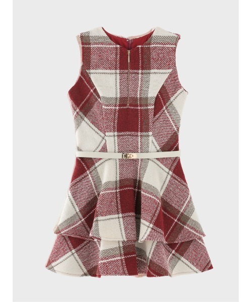 M me eme(エムミーエメ)の「Autumn check flare mini onepiece(eme10629)(ワンピース・レディース・ピンク/レッド・FREE)」の3枚目の写真