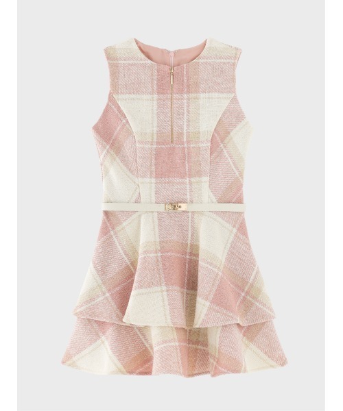 M me eme(エムミーエメ)の「Autumn check flare mini onepiece(eme10629)(ワンピース・レディース・ピンク/レッド・FREE)」の4枚目の写真