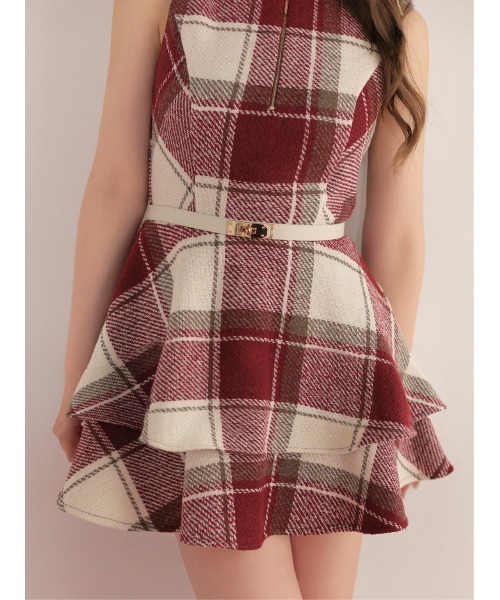 M me eme(エムミーエメ)の「Autumn check flare mini onepiece(eme10629)(ワンピース・レディース・ピンク/レッド・FREE)」の13枚目の写真