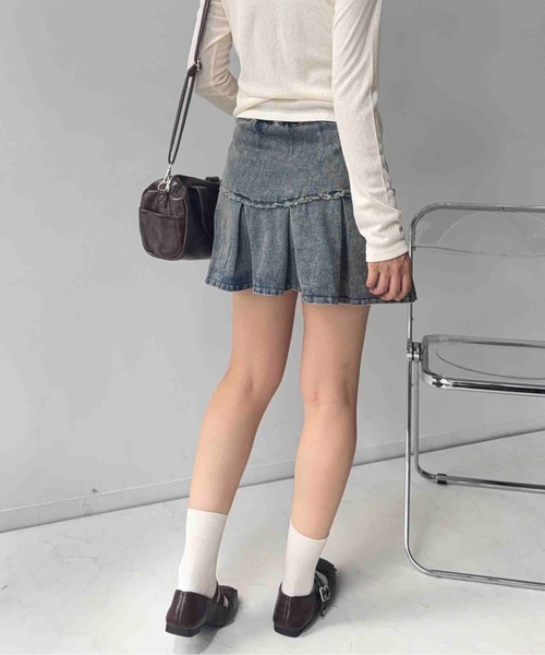 AS KNOW AS plus(アズノゥアズプラス)の「☆ボックスプリーツデニムミニスカート(デニムスカート・レディース・ブラック系/ブルー系/イエロー系・FREE)」の21枚目の写真