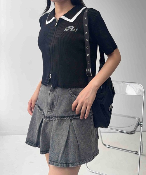 AS KNOW AS plus(アズノゥアズプラス)の「☆ボックスプリーツデニムミニスカート(デニムスカート・レディース・ブラック系/ブルー系/イエロー系・FREE)」の17枚目の写真