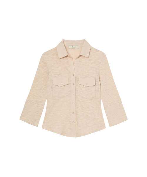 Футболка с воротником-кнопкой в бежевом цвете (Button Collar T-Shirt, beige)